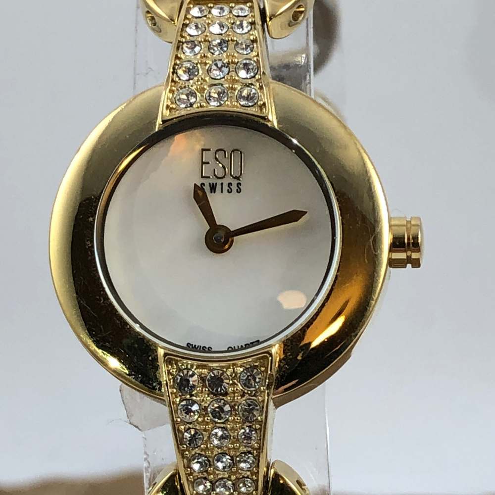 Movado ESQ Ladies Gold Watch e5237 Crystal Accents